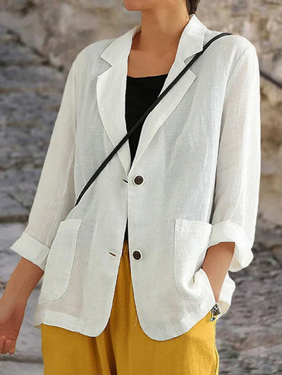 Ariadne - Damen Sommerblazer Leinen Weiß