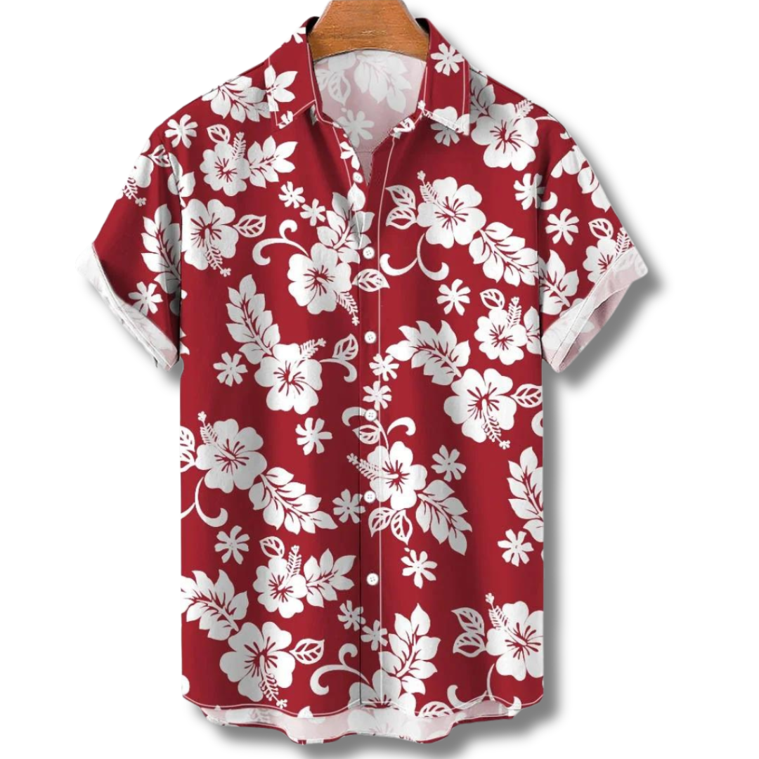 Michael | Hawaiianisches Kurzarmhemd mit floralem Allover-Print