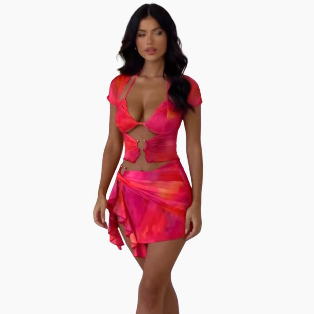 Cut-Out Co-Ord Zweiteiler - Damen Sommerlook für den Strand