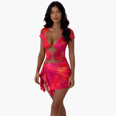 Cut-Out Co-Ord Zweiteiler - Damen Sommerlook für den Strand