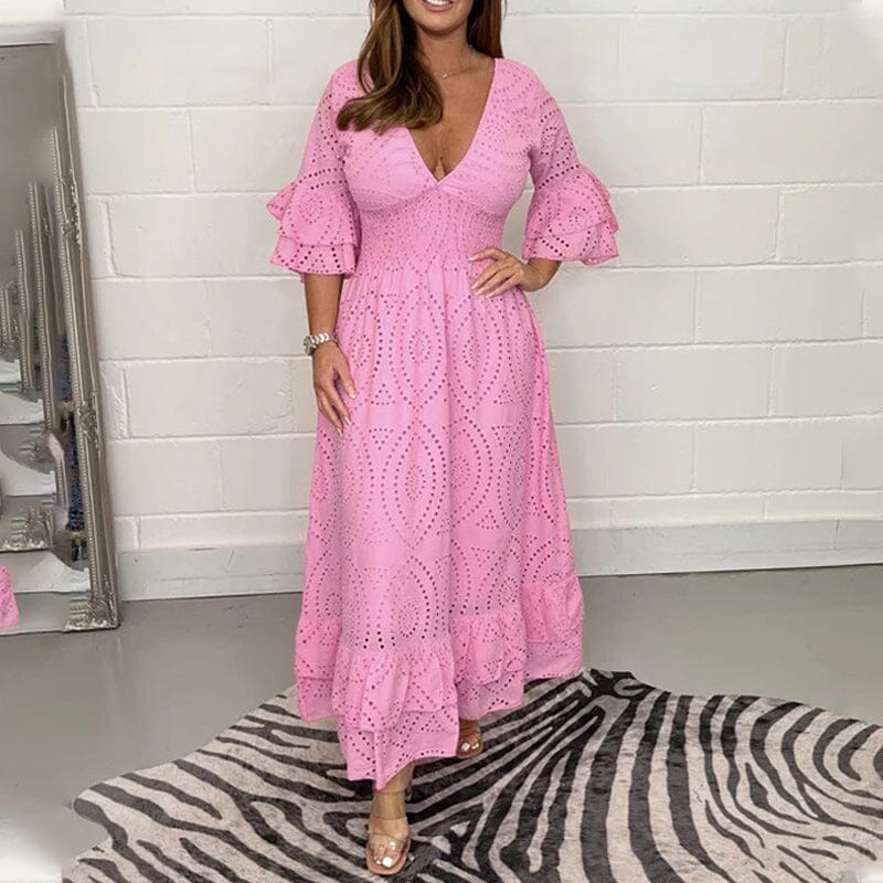 Tea - Midikleid mit Stickerei Anglaise