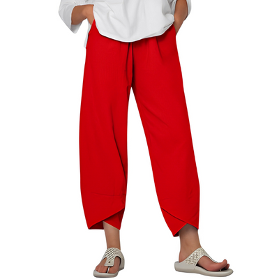 Regina - Bedruckte lose Leinenhose für Frauen