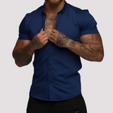 Oscar - Kurzärmeliges Hemd in Slim-Fit-Passform für Herren in Blau