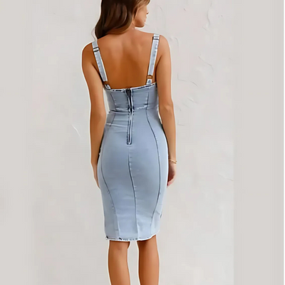 Vestido Vaquero Ajustado con Abertura Lateral