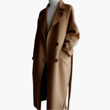 Lara | Damen Winter Wickelmantel im eleganten Design in Braun