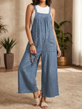 Solmira | Lässiger Denim-Jumpsuit mit Trägern in Hellblau