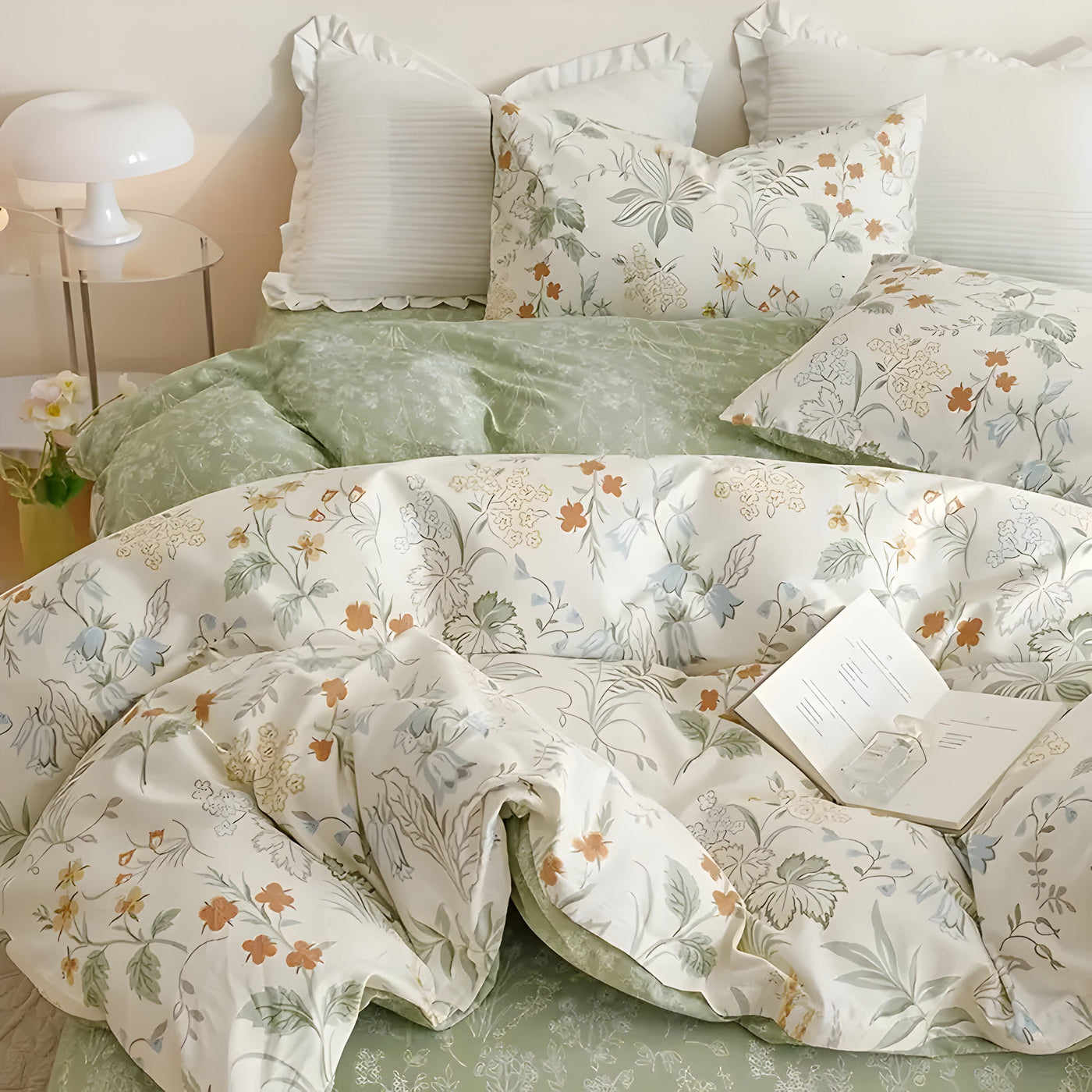 SpringBreeze Bettdecken-Set - 3-teiliger Floral-Bettdeckenbezug