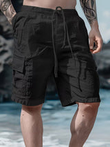 Raekwon – Leinen-Shorts Mit Elastischem Bund Und Kordelzug in Schwarz