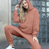 Yvarra | Stylischer Fleece Teddy-Zweiteiler Lounge Set in Rosa