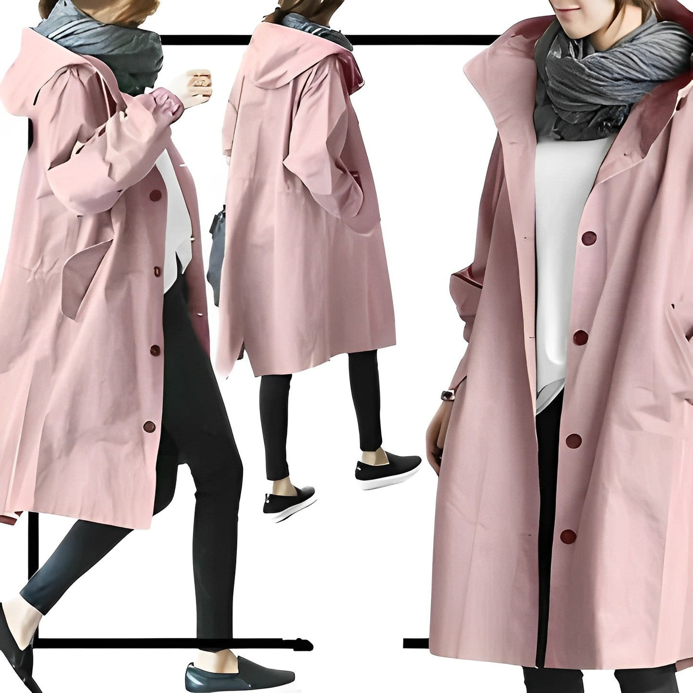 Cassandra - Lange Kapuzen Windbreaker-Jacke