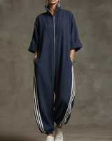 Lurelle - Jumpsuit mit Frontreißverschluss in Dunkelblau