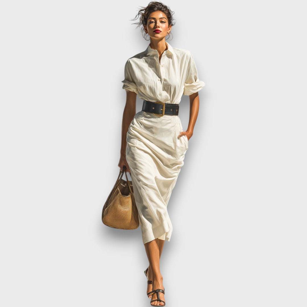 Isolde – Midi-Kleid mit kurzen Ärmeln