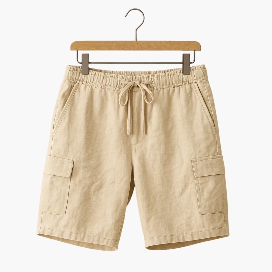 Herren Leinen Sommer Shorts mit Cargo- und Seitentaschen