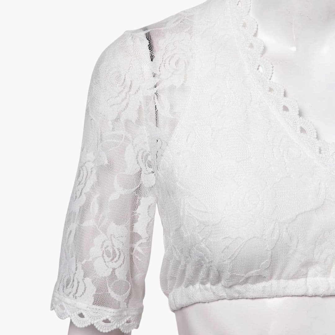 Spitzen V-Ausschnitt Dirndl bluse für Damen - Oktoberfest 2025