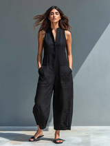 Lucinda | Stilvoller ärmelloser Jumpsuit in Schwarz