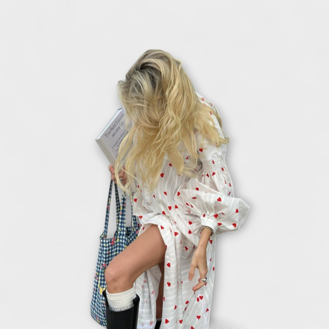 Elna – Romantisches Jacquardkleid mit Herzmuster