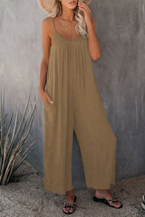 Allira | Lose ärmellose Jumpsuits in Khaki