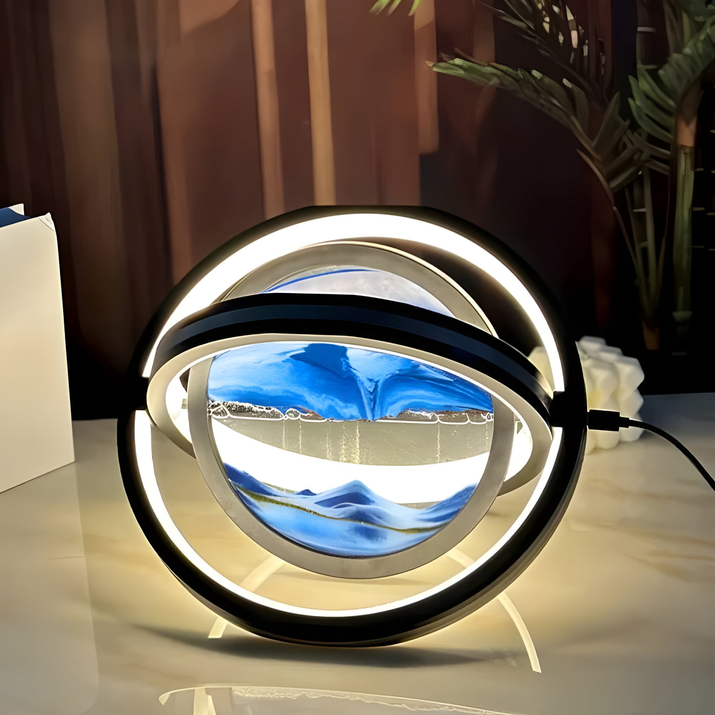 TranquilDune Lampe – 360° drehbare Sandkunst-Nachtlampe