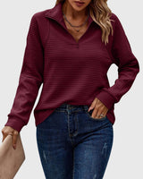 Christa | Damen Lässiger Langarm-Pullover mit Reißverschluss in Kastanienbraun
