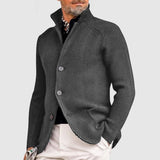 Matin | Stylischer Cardigan aus dickem Strick für Herren – Einfarbig, bequem und elegant in Gris