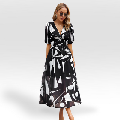 Melina - V-Ausschnitt Kleid mit Druck