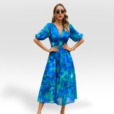 Melina - V-Ausschnitt Kleid mit Druck