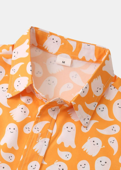 Halloween-Shirt mit Geisteraufdruck und Knopf