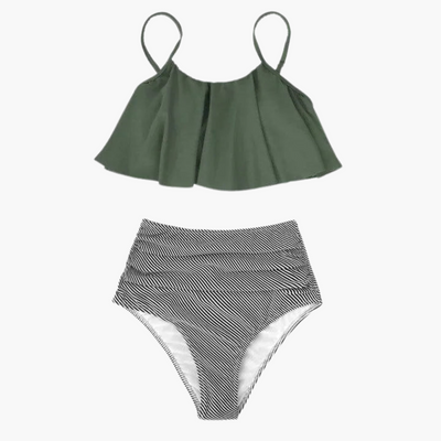 High Waist Bikini mit Rüschen - Damen Bademode Set Boho