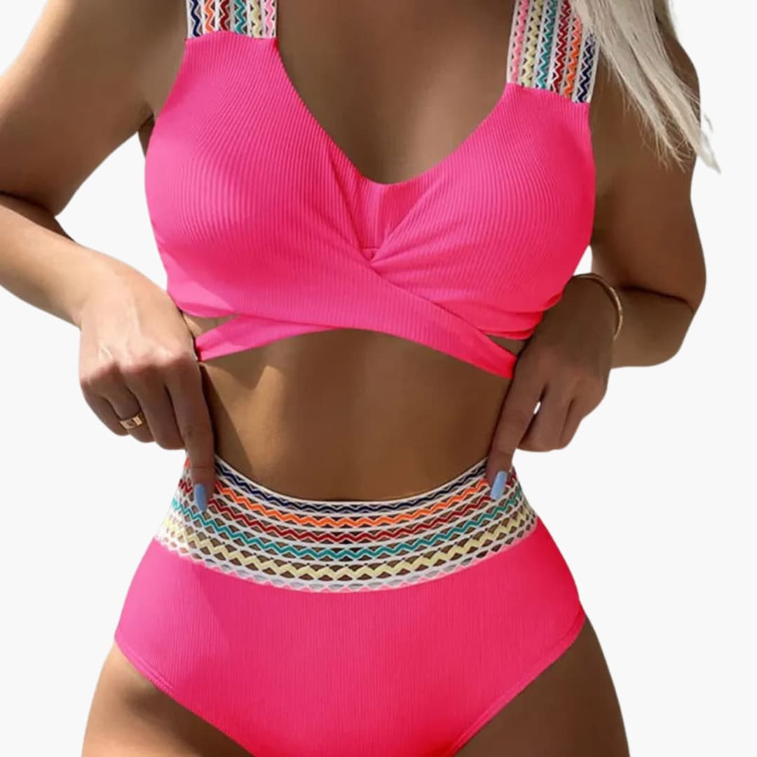 Gerippter High-Waist Bikini - Damen Zweiteiler für den Sommer