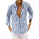 Roldan - Herren-Sommerhemd mit Streifenmuster in Blau
