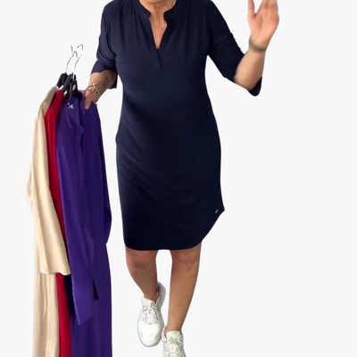 Helga | Schlichtes V-Ausschnitt Kleid