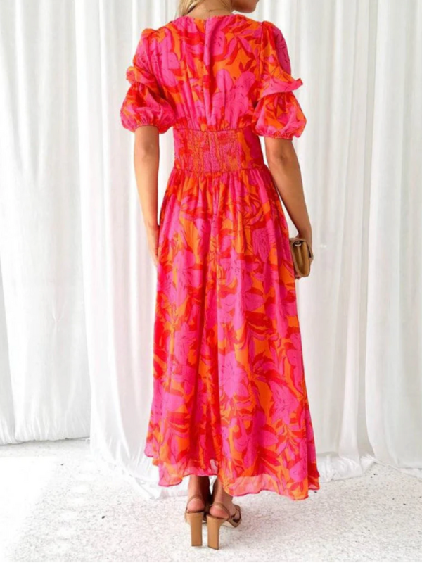 Vestido fluido estampado rosa