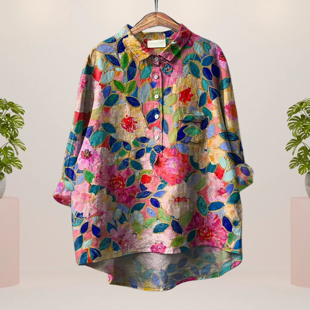 Selena | Trendy Modisches Print Kunst Shirt - Blumen