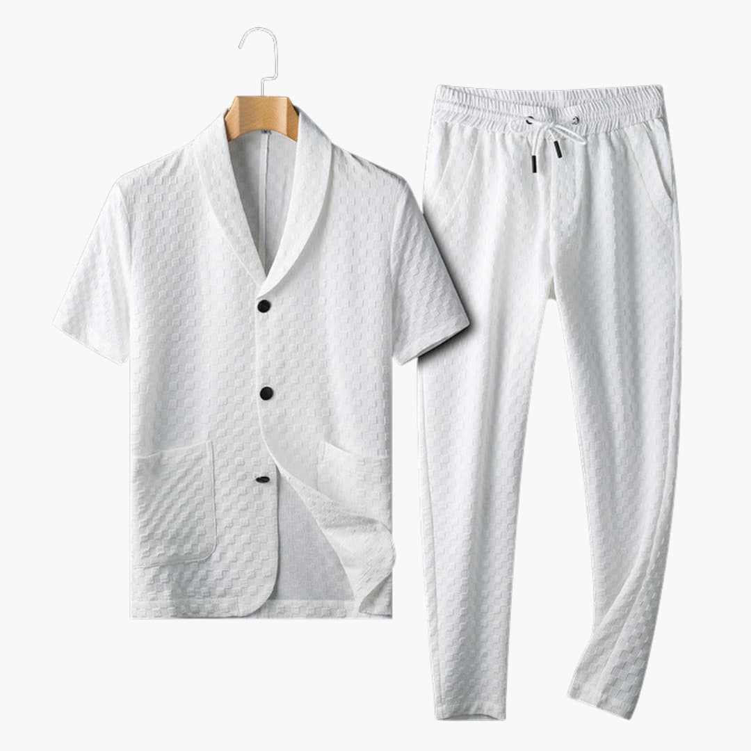 Herren Sommer Loungewear Set mit Knopfleiste und Jogginghose