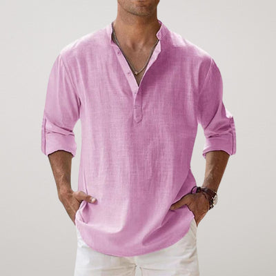 GUSTAV | HENLEY-SHIRT IM LEINEN-LOOK