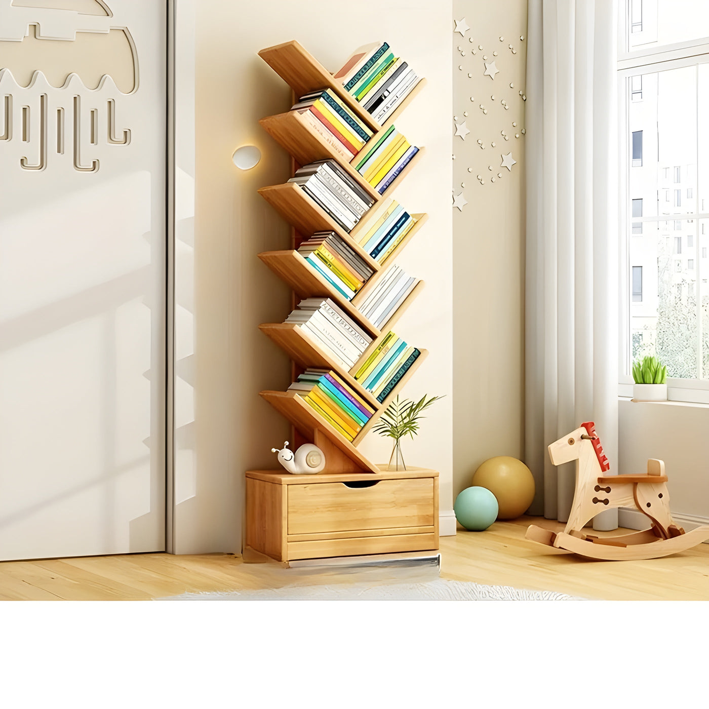 StorySpire Shelf - Vertikales Freistehendes Holz-Bücherregal
