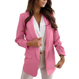 Damen Lange Leicht Blazer | Formell in Dunkelrosa