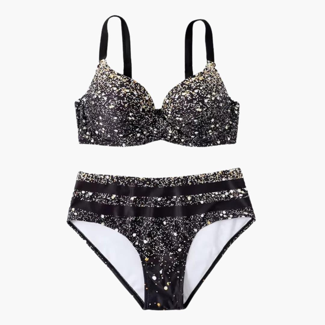Damen Bikini Set mit Tropenprint – Hoher Bund und Bügel