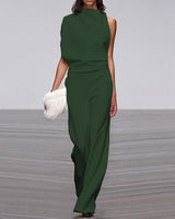 Isabel - Eleganter Jumpsuit mit Stehkragen in Grün