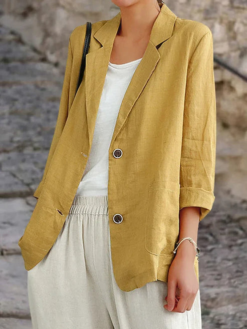 Ariadne - Damen Sommerblazer Leinen Weiß