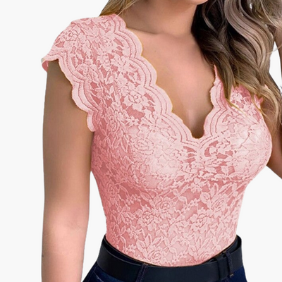 Lace Bodysuit für Damen – Sexy Blumenspitze Oberteil
