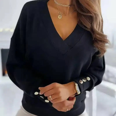 Ruth - Weicher Langärmeliger V-Ausschnitt Pullover