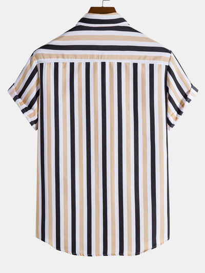 Herren-Knopfleistenhemd mit Streifendruck