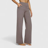 Nadine | Damen Weite Lounge-Hose mit Stretchbund in Taupe