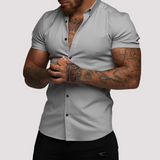 Oscar - Kurzärmeliges Hemd in Slim-Fit-Passform für Herren in Grau