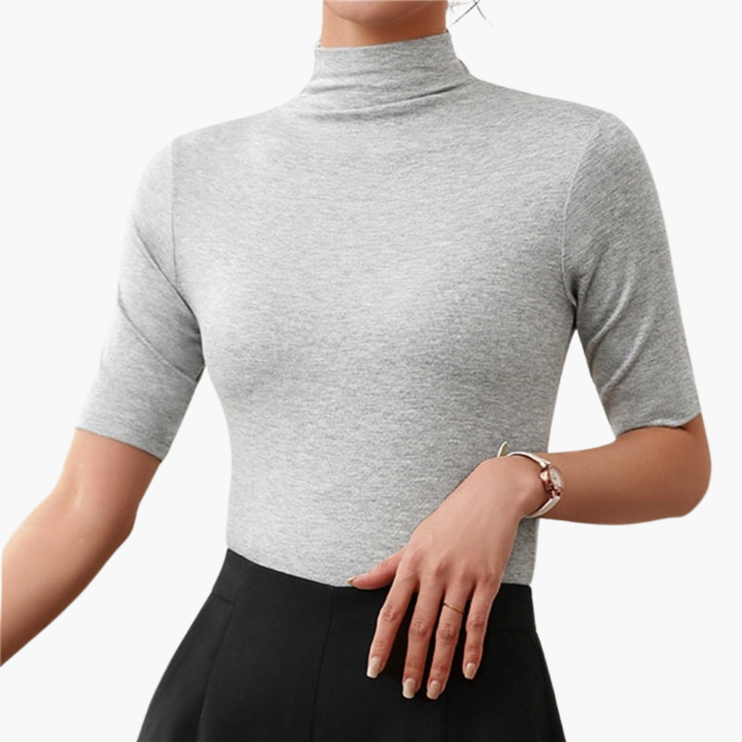 Damen Rollkragenpullover mit halbem Arm und nahtlosem Design