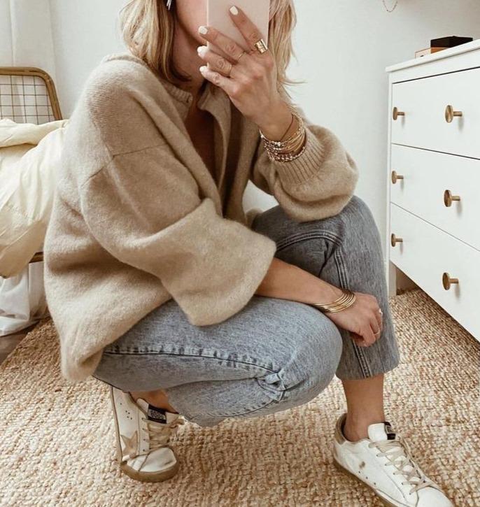 Melanie - Strickjacke mit Laternenärmeln