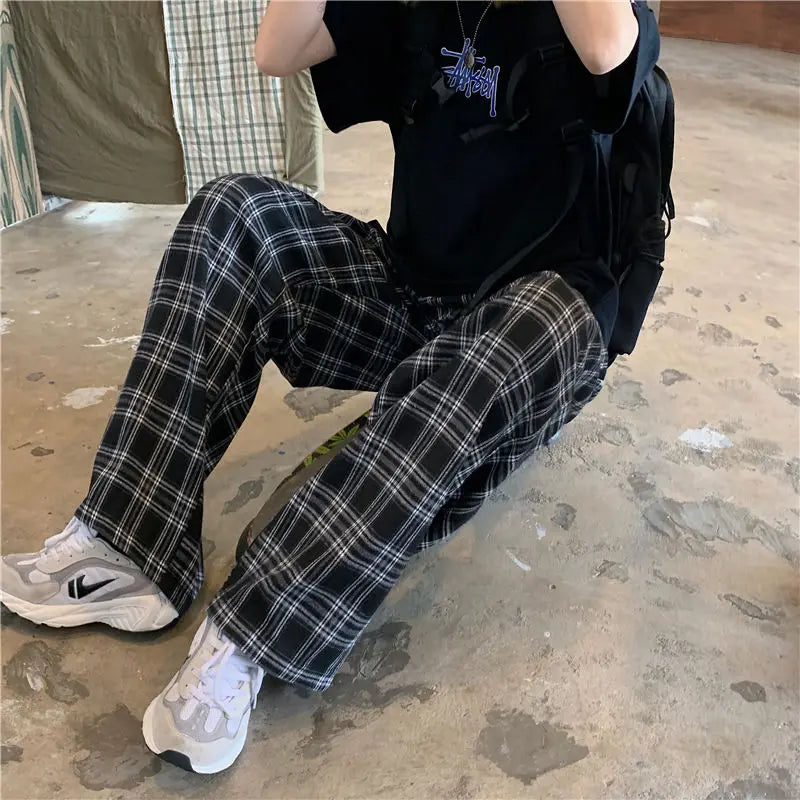 Rizza - Stilvolle Karrierte Hose mit weitem Bein