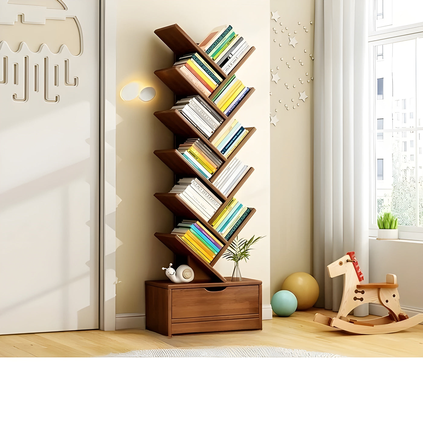 StorySpire Shelf - Vertikales Freistehendes Holz-Bücherregal