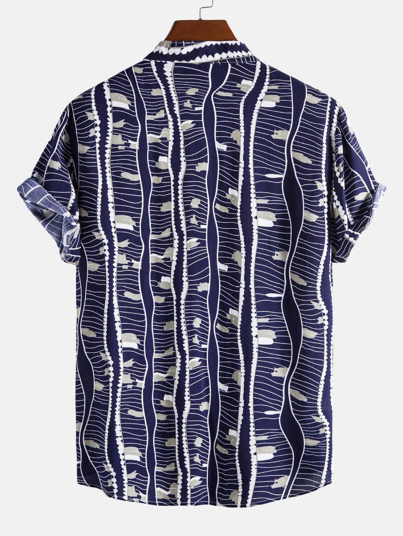 Shirt mit Wellenmuster und vertikalem Kragen